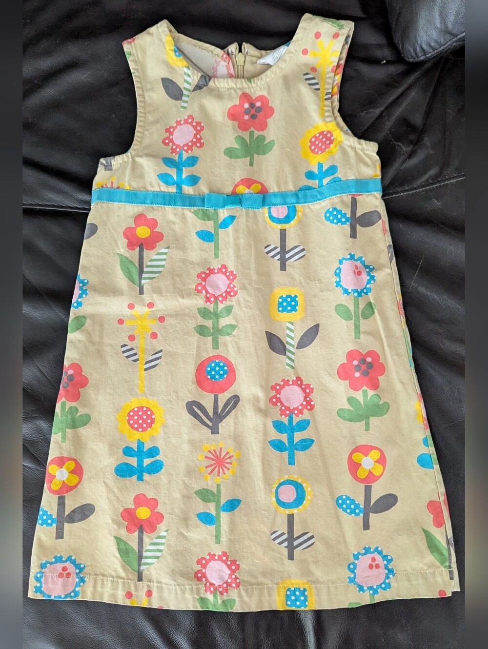 Gymboree Happy Rainbow Flower Print Khaki Dress Girl's Size 7